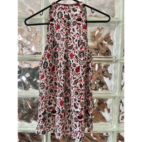 A.L.C. Silk Sleeveless Red White Black Floral Top 4 - Picture 2 of 7